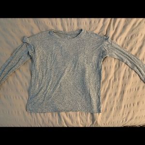 American Eagle heather gray sweater with ruffles